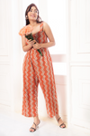 Candy - Orange Chevron Print Sleeveless Jumpsuit