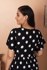 Lola - Black and White Polka Dot Midi Dress