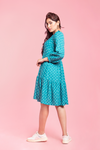 Sarah - Teal Green Tiered Dress With Bishop Sleeves