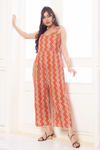 Candy - Orange Chevron Print Sleeveless Jumpsuit