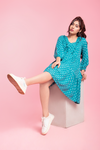 Sarah - Teal Green Tiered Dress With Bishop Sleeves