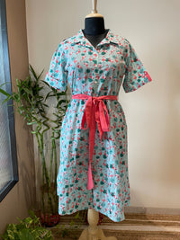 Flamingo Print Shirt Dress