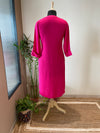 Hot Pink Midi Kurta With Embellishment On Pockets