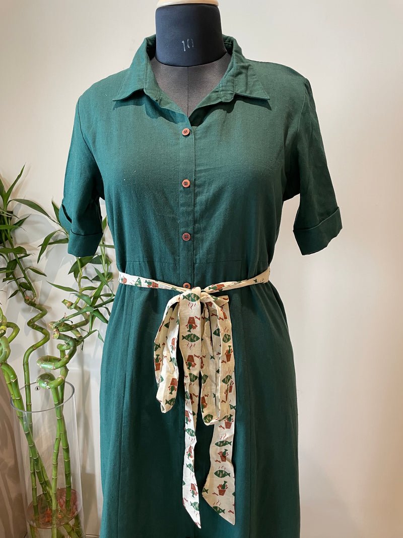 Bottle Green Shirt Dress