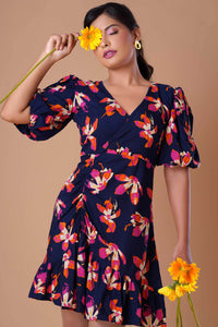 Sutton - Blue and Pink Big Floral Dress