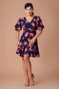 Sutton - Blue and Pink Big Floral Dress