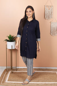 Indigo - Navy Blue Pathani Kurta Pant Co-ord Set