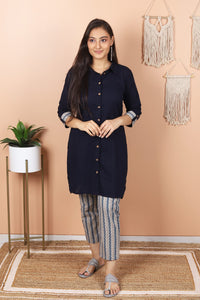 Indigo - Navy Blue Pathani Kurta Pant Co-ord Set