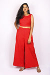 Red Crop Top Pant Co-ord Set