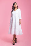 Pearl - White Midi Tiered Dress